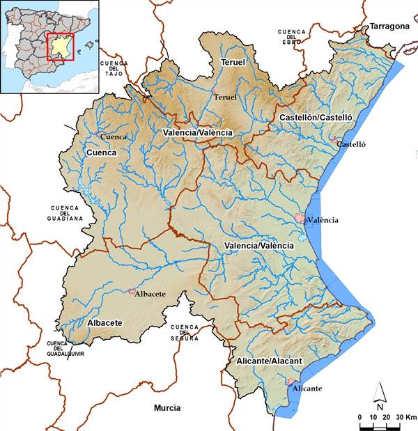 Ambito territorial de la Demarcación Hidrográfica del Júcar