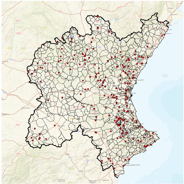 Mapa con las ubicaciones de las autorizaciones otorgadas en todo el año 2022